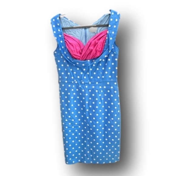 🔥TEMP PRICE DROP🔥 Lindy Bop Vanessa Retro Pencil pastel Blue Polka Dot Dress - Picture 2 of 11